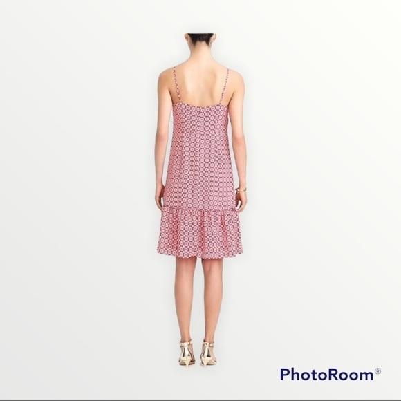 J CREW Red Printed Ruffle Hem Midi Dress, Size 14 - Picture 3 of 10